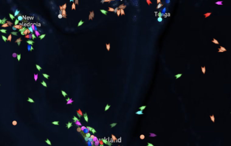 MichaelFieldNZ's tweet image. #CycloneRuby has taken time to get organised, hitting New Caledonia now, so vessels have got out of the way - except that lone fishing boat.... good luck @MarineTraffic