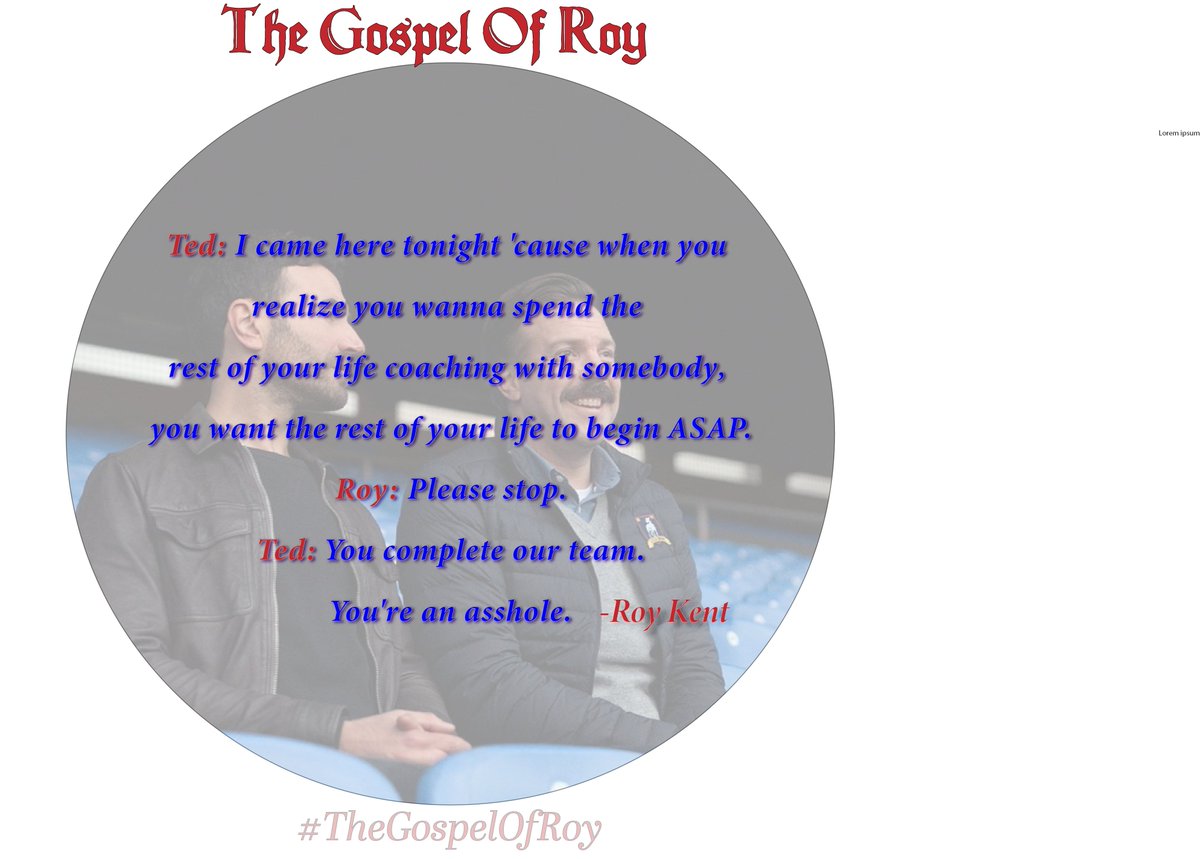 TheGospelOfRoy's tweet photo. Today's Sermon.......Completion.  #TheGospelOfRoy #RoyKentsBeard #TedLasso #TedLassoBiscuits #RoyKent https://t.co/JDc4Z4RW7i