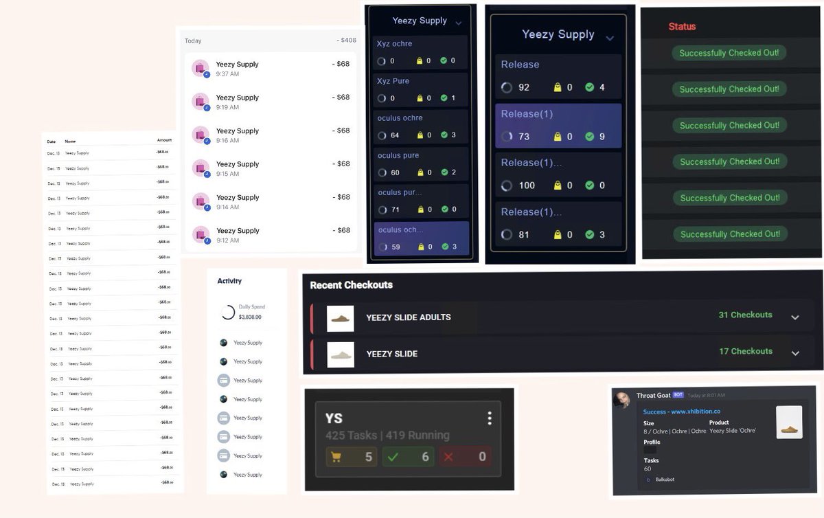 Mid ass collage please don’t flame me. 86 today. Feels great when the whole team eats <a href="/ScalperGang/">Scalper Gang</a> thank you <a href="/TohruAIO_/">Tohru AIO</a> <a href="/MEKRobotics/">MEKAIO</a> <a href="/VeloxBots/">Velox</a> <a href="/GaneshBot/">GaneshBot</a> @PVAMails and <a href="/balkobot/">balkobot</a> for the singular shopify checkout 💀