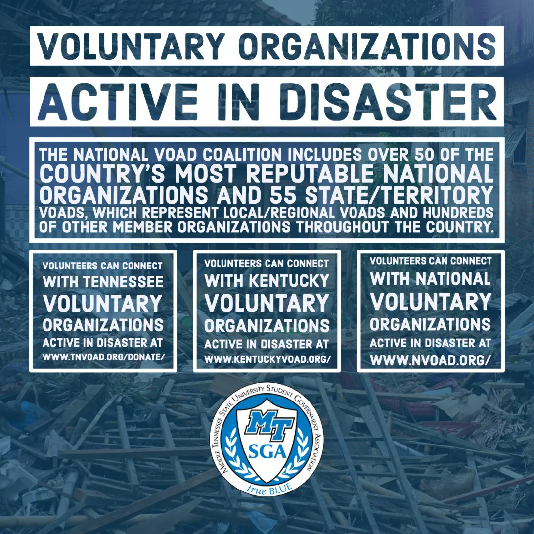 MTSUSGA's tweet image. Here is some information on how you can get involved with relief efforts in Kentucky and Tennessee.
#kystrong #tnstrong