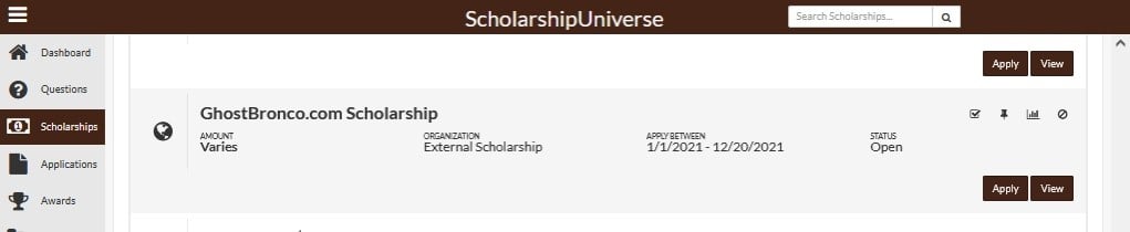 The 12/20/21 application deadline for the GhostBronco.com scholarship is almost here. Apply at wmich.scholarshipuniverse.com with your BroncoNetID or visit ghostbronco.com/pages/scholars….
Spread the word! 
<a href="/WMUFinancialAid/">WMU Financial Aid</a> <a href="/wmualumni/">WMU Alumni Association</a> <a href="/WMUAAUP/">WMU-AAUP</a> <a href="/PIOatWMU/">Professional Instructors Organization @ WMU</a> <a href="/TAUAFT/">TAU @ WMU</a> <a href="/wsawmu/">Western Student Association</a> <a href="/WesternHerald/">Western Herald</a>