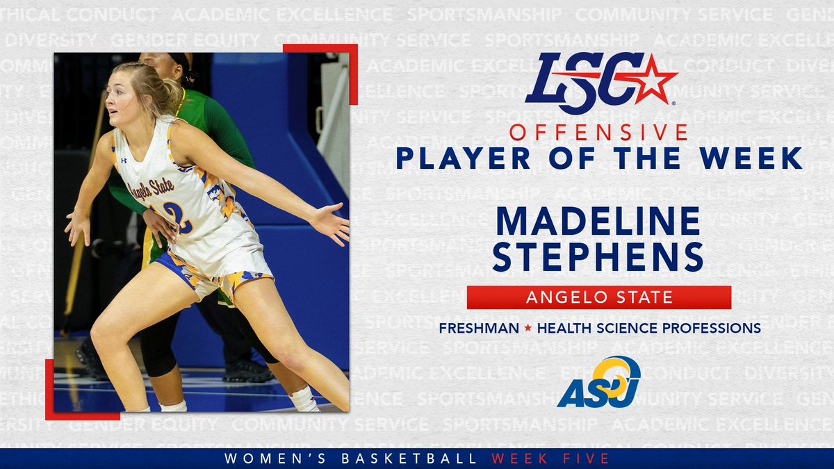 #LSCwbb Offensive Player of the Week: <a href="/angeloathletics/">Angelo State Athletics</a> Madeline Stephens

🔗 bit.ly/3pVxRvY

#D2WBB