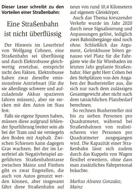 GreenGen_Y's tweet photo. Mein Leserbrief steht im #WiesbadenerKurier
Wie die #Mainzelbahn beweist sind Straßenbahn auch heute nicht überflüssig, auch wenn viele den Status Quo erhalten möchten. #dankeEder https://t.co/AjjlHT177a