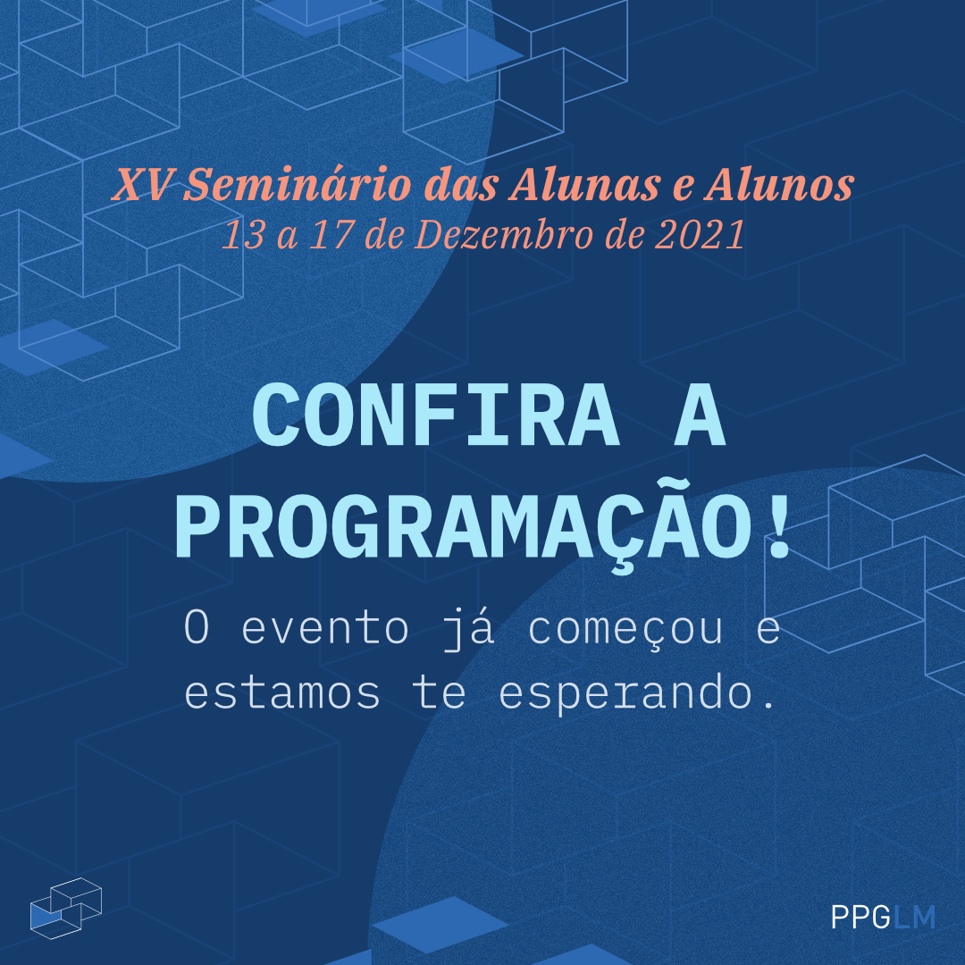ppglm_ufrj's tweet photo. Começou hoje o XV Seminário das Alunas e Alunos do PPGLM.
Até o dia 17 vão ocorrer diversas mesas e debates. Você pode conferir a programação completa aqui: https://t.co/TMHutrtlSk
#ppglm #filosofia #epistemologia #ufrj #posgraduação https://t.co/MIUveBzbE7