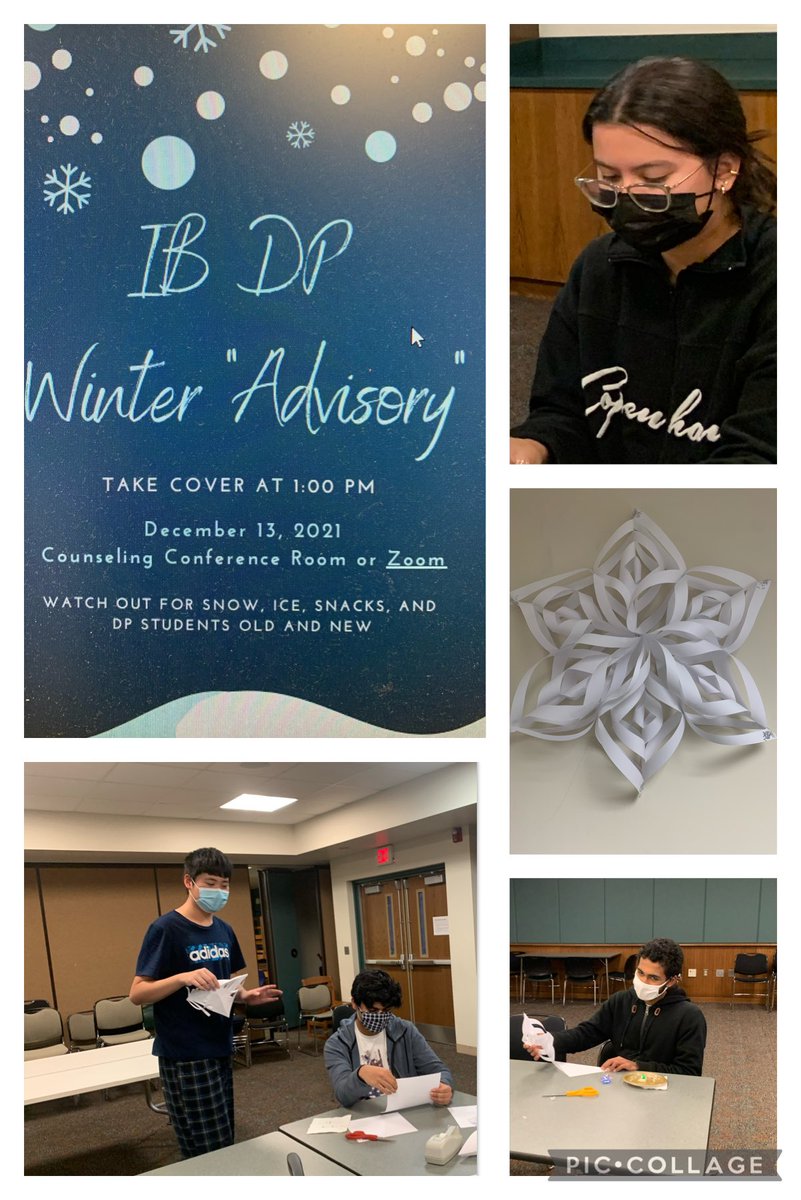 apibnovi's tweet photo. Great meeting with our ⁦⁦@iborganization⁩ IB Diploma students, making snowflakes and zooming with alum ⁦@NCSD⁩ ⁦@NoviHighSchool⁩ thanks ⁦@rphenderhan⁩ for teaching the kids how to make these!! https://t.co/trDO6e6wEc