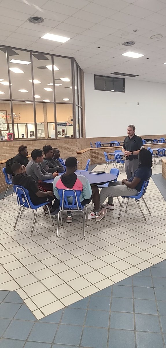 RecruitCrockett's tweet photo. We want to thank @coachbraden713 from @AngeloState coming out to educate our student athletes about what they are building at San Angelo. https://t.co/ZP6KYbWGB6