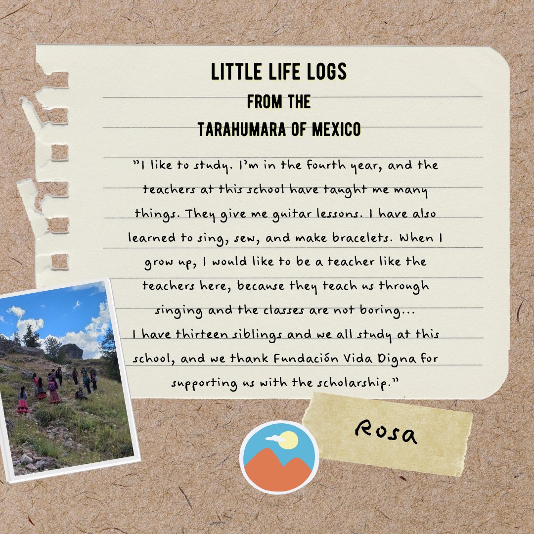 OurLifeLogs's tweet photo. “My name is Rosa. I’m from the Waheachi community, which is one hour from the Rejogochi community where my school is located. I usually get up at five in the morning and leave at six thirty for school with my siblings. Sometimes, on the way, I encounter animals such as..1/7 https://t.co/IvF59GxqbC