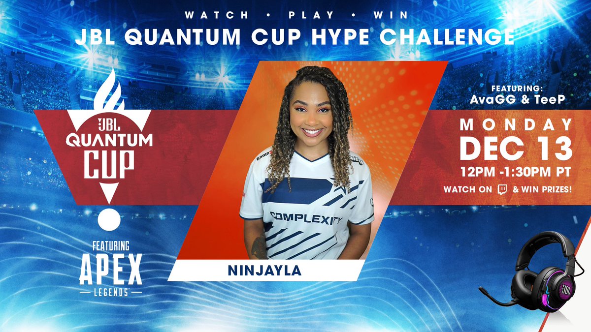 Ninjayla's tweet photo. Super pumped to be joining @AvaGG and @TylerTeeP RIGHT NOW for the @jblaudio Quantum Cup hype challenge! ๐คฉ Come to my stream https://t.co/GzoiAZsnCA for a chance to win some amazing giveaways
#JBLQuantumCup #JBLPartner #ApexLegends #JBLHeadset https://t.co/kfXcAXWdjR