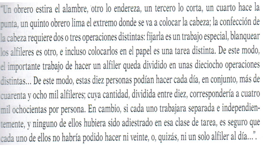 CoinMen_URV's tweet photo. Aquí tenemos un extracto del libro "La riqueza de las naciones" de Adam Smith. En este nos explica, mediante el ejemplo de la fabricación de un alfiler, la teoría de la división del trabajo. #CompOrg21 https://t.co/zKU7vgVvOw