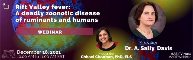 Don't forget to register for our next FREE webinar "Rift Valley fever: A deadly zoonotic disease of ruminants and humans" and join us on Thursday 12/16 at 10 am EST!

Click to register: bit.ly/3oWX6xy

#scicomm #AcademicChatter <a href="/ASIPath/">American Society for Investigative Pathology</a> <a href="/wekaterrapin/">Sally Davis</a>