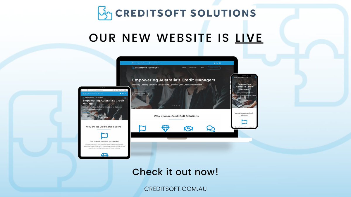 Our shiny new website is now LIVE! Check it out if you haven’t already and let us know what you think! ⬇

creditsoft.com.au

#creditsoftsolutions #technologysolutions #digital
