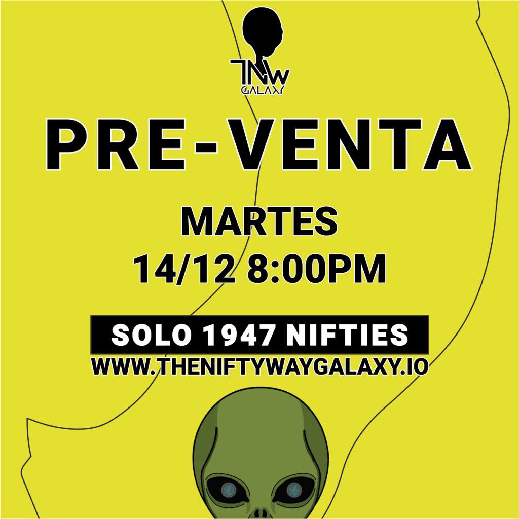 Humanos 🌎Aterrizamos mañana a las 8:00 PM 🛸

👽 Están listos para el primer contacto? 🖖🏽

#TNWG #NiftyForNifty #NFT #artNFT

#Theniftywaygalaxy #TNWG #NiftyForNifties #NFTs #NFT #nftart #nftcollector #NFTcollectibles