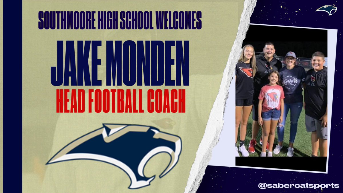 Sabercat Athletics (@sabercatsports) on Twitter photo 👀 get ready for the new era <a href="/SouthmooreHS/">Southmoore HS</a>.
Please help us welcome Coach Monden to the South Side! #SaberCatPride #SaberCatNation 👀 get ready for the new era <a href="/SouthmooreHS/">Southmoore HS</a>.
Please help us welcome Coach Monden to the South Side! #SaberCatPride #SaberCatNation