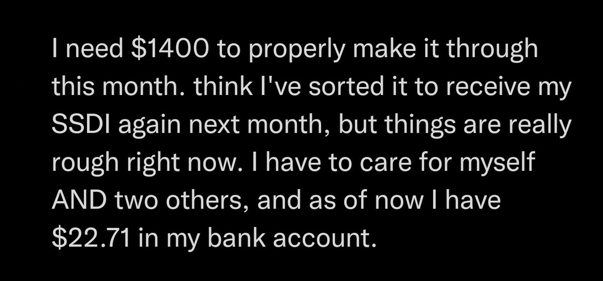 sexyspoonie's tweet photo. (alt text included)

unfortunately I really need y'all's help to make it through the rest of this year.

l hate asking. it feels really bad, but I need help. I've no other options.

❤️ RTs much appreciated.

https://t.co/aat0Q0ucza
https://t.co/lKGuheWkpw
https://t.co/GvDxYwF9N1 https://t.co/sm4MvJzyYf
