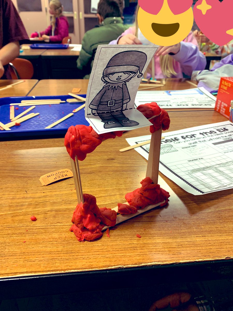 JadeUrenda's tweet photo. Building a shelf for an elf. Holiday STEM challenge for my third grade scientists! 

@jseroadrunners https://t.co/ozzny5GR0j