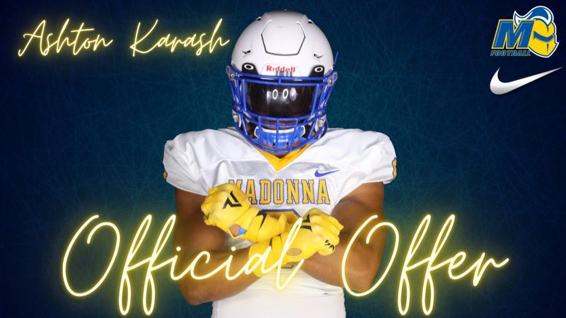 After a great conversation with <a href="/CoachK_ODonnell/">Kevin O'Donnell</a> and <a href="/CoachHHaygood/">Herb Haygood</a> I am extremely blessed to receive an offer from <a href="/MUCrusadersFB/">Madonna Football</a>. Thank you Coach O’Donnell and Coach Haygood for this amazing opportunity!
