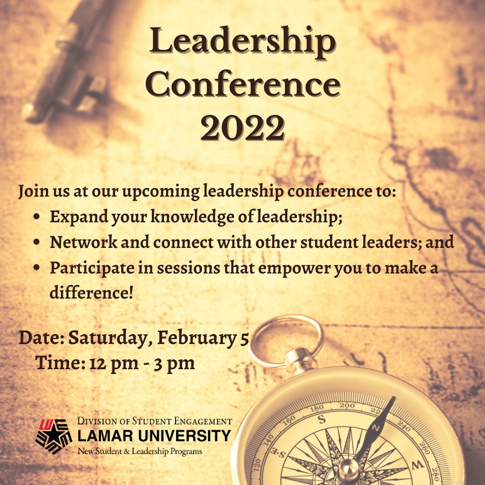 LU_Leadership's tweet image. Our department would like to officially announce our 2022 Leadership Conference! Don’t miss the chance to reach your full potential as a leader. Go to flowpage.com/nslp to register NOW!