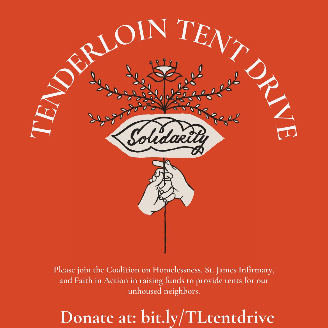 TheCoalitionSF's tweet photo. Join us, @comebystjames, &amp; @FIABayArea in raising funds to provide tents for unhoused people this season.

Donate here: https://t.co/m41fKTRR8z

#TLtentdrive https://t.co/RJ7dQtN7PW