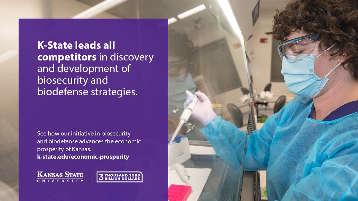 #KState is leveraging its strengths in #biosecurity and #biodefense to add thousands of jobs and billions of dollars to the #Kansas economy. #KState3K3B
k-state.edu/research/econo…

<a href="/KStateIP/">K-State Innovation Partners</a> <a href="/KSU_Foundation/">KSU Foundation</a>