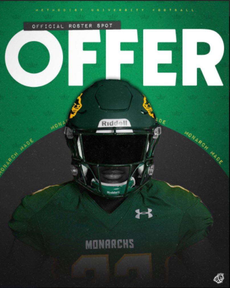 Blessed to Receive my 3rd offer from Methodist University 💚🤍 <a href="/CoachDwill9/">Derrick Williams</a> <a href="/Methodist_FB/">Methodist University FB</a> <a href="/Coach_Smithey/">coach_smithey</a> @CoachMike_AC <a href="/larryblustein/">Blustein Recruiting</a> @AC_StingraysFB