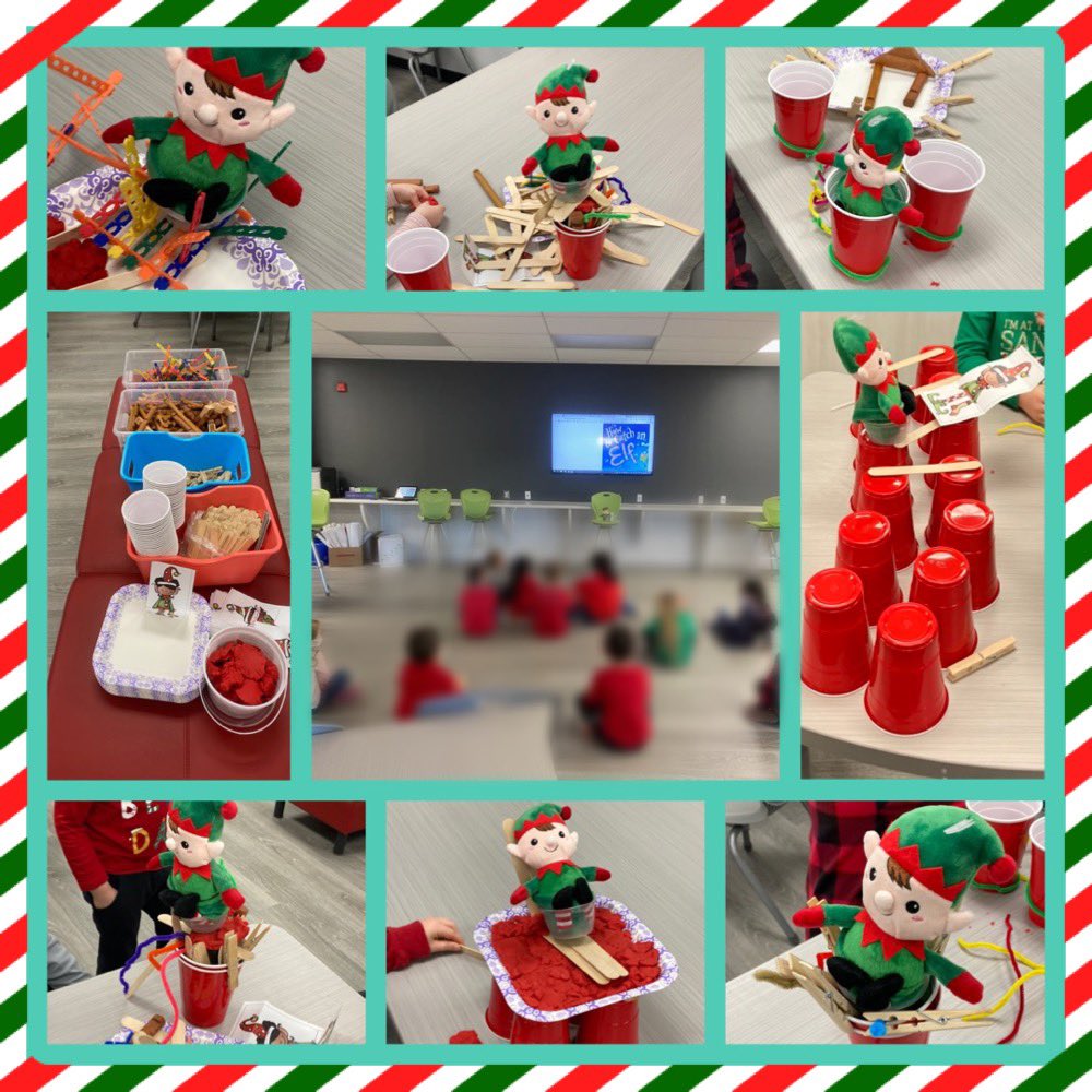 MsJakovlevski's tweet photo. We 💙 visiting the Library Learning Commons &amp; partnering w/ @MrsSandiHall! Our STEM challenge for today was to build a shelf for our elf!#LakesideInnovation @DDSB_STEM https://t.co/3Nhci43WE8