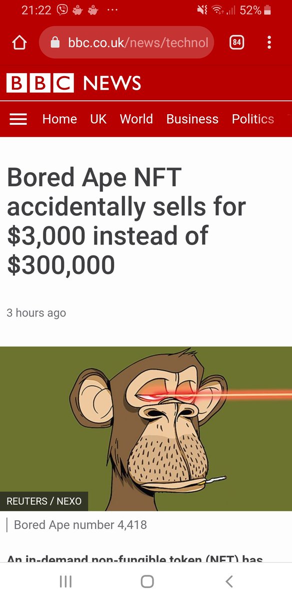 nftoco's tweet photo. NFT mistake, which cost $297K 😱

An in-demand non-fungible token (NFT) has been accidentally sold for a little more than $3,000 (£2,270) - one-hundredth of its market price.

https://t.co/C7gNyILfG8

#boredapeyachtclub
#nftnews #nftoco https://t.co/EWMPazkgP7