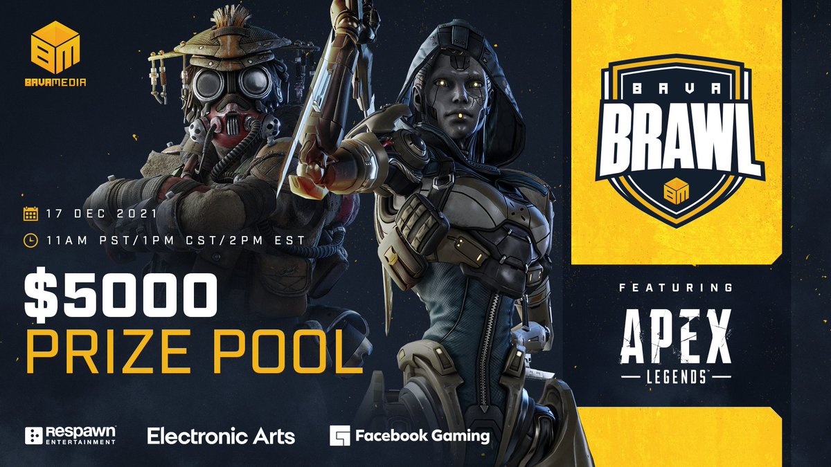 🔥ANNOUNCEMENT🔥

We're thrilled to announce that we'll be hosting our first ever <a href="/PlayApex/">Apex Legends</a> tournament on <a href="/FacebookGaming/">Facebook Gaming</a> THIS FRIDAY @ 11AM PT 🎉

We'll be sharing more information and spotlighting the teams throughout the week!

#BavaBrawl #BavaMedia #Apex #ApexLegends #Esports