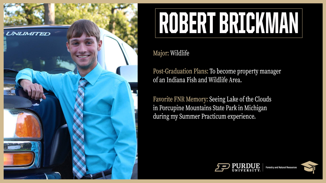 PurdueFNR's tweet photo. As our students conquer finals, allow us to introduce & celebrate the 29 individuals who are graduating this weekend. First up, meet Austin Becker, Rachel Brent, Robert Brinkman and Nicholas Buono. Congratulations and best wishes. #giantleaps #weknownature #2021grads https://t.co/PBBiHC2Nre