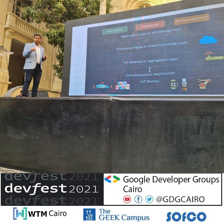 GDGCairo's tweet photo. Google developers group's devfest Cairo
Want to say Thank you to
👉Hesham Nasr who Taken stage by storm on and told us about Enabling IoT Solutions for Smart Cities🔥
Thanks Hesham for This great session, your efforts and being our guest. ❤️🔥
#DevFest2021
#devfestcairo2021 https://t.co/T9MIDpl0D7