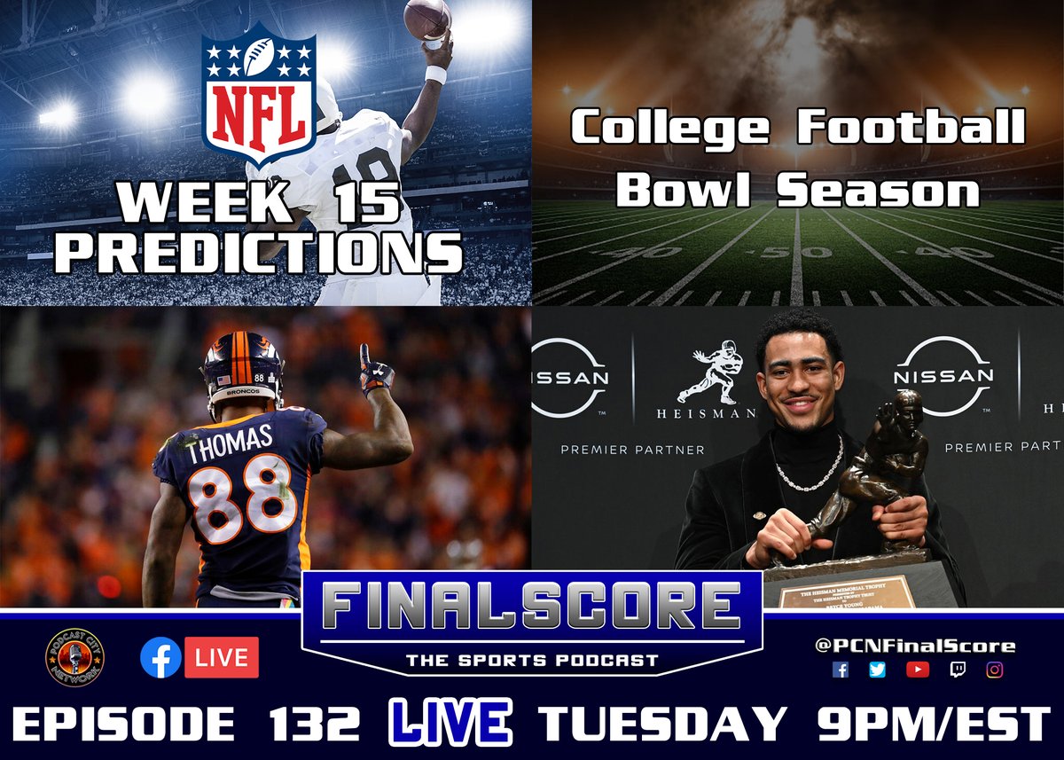 PCNFinalScore's tweet image. Chris welcomes @Its_a_Lariat for Ep 132 of FinalScore LIVE TOMORROW NIGHT at 9pm ET! Just go to facebook.com/pcnfinalscore, give us a #LIKE and #FOLLOW, and watch us LIVE!

#PCNFinalScore #PCN #sports #podcast #NFL #NCAAF #collegefootball #PCNFamily