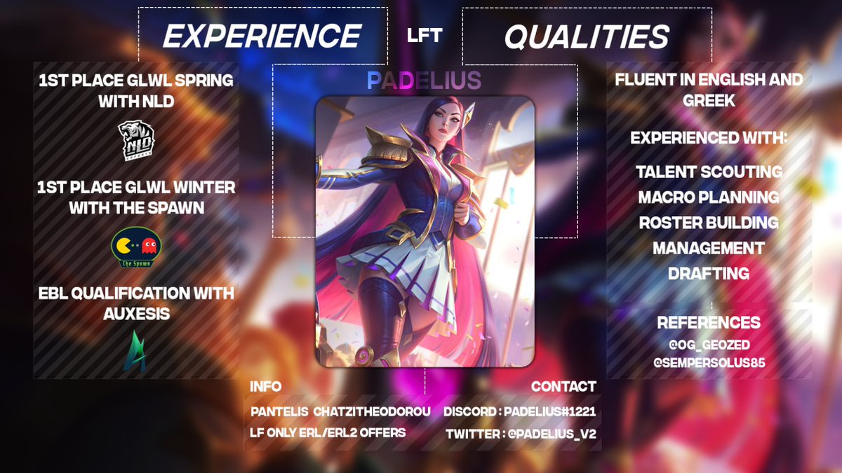 Hello everyone, I'm exploring my options for 2022 as Coach/Assistant Coach
Mainly looking for ERL's 1st/2nd div
Dm's are open
References: <a href="/OG_GEOZED/">Zira Ross</a> , <a href="/SeMperSoLus85/">KasGEo</a> 
Likes and Retweets much appreciated 💙