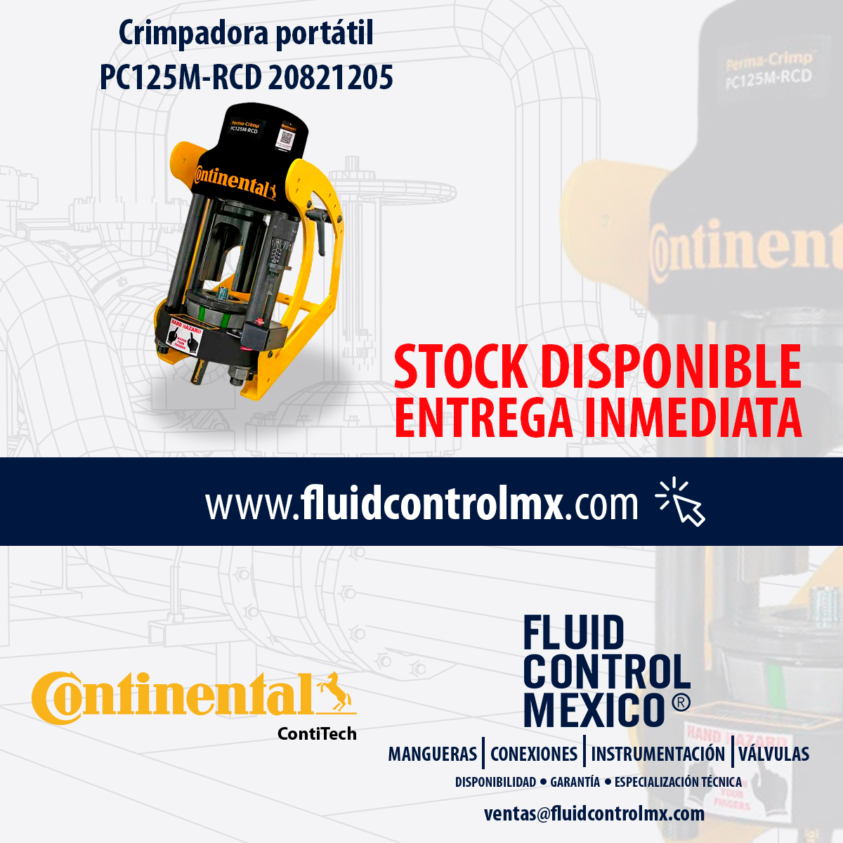 FluidControlMx's tweet photo. #Crimpadora PC125M-RCD de Continental

Encuéntrala en
https://t.co/PebqZCy9WO 
🌐https://t.co/h9a6b2H7KT

O contáctanos en 
☎️ (229) 920 3898
✉️ ventas@fluidcontrolmx.com https://t.co/vzobwnDGvx