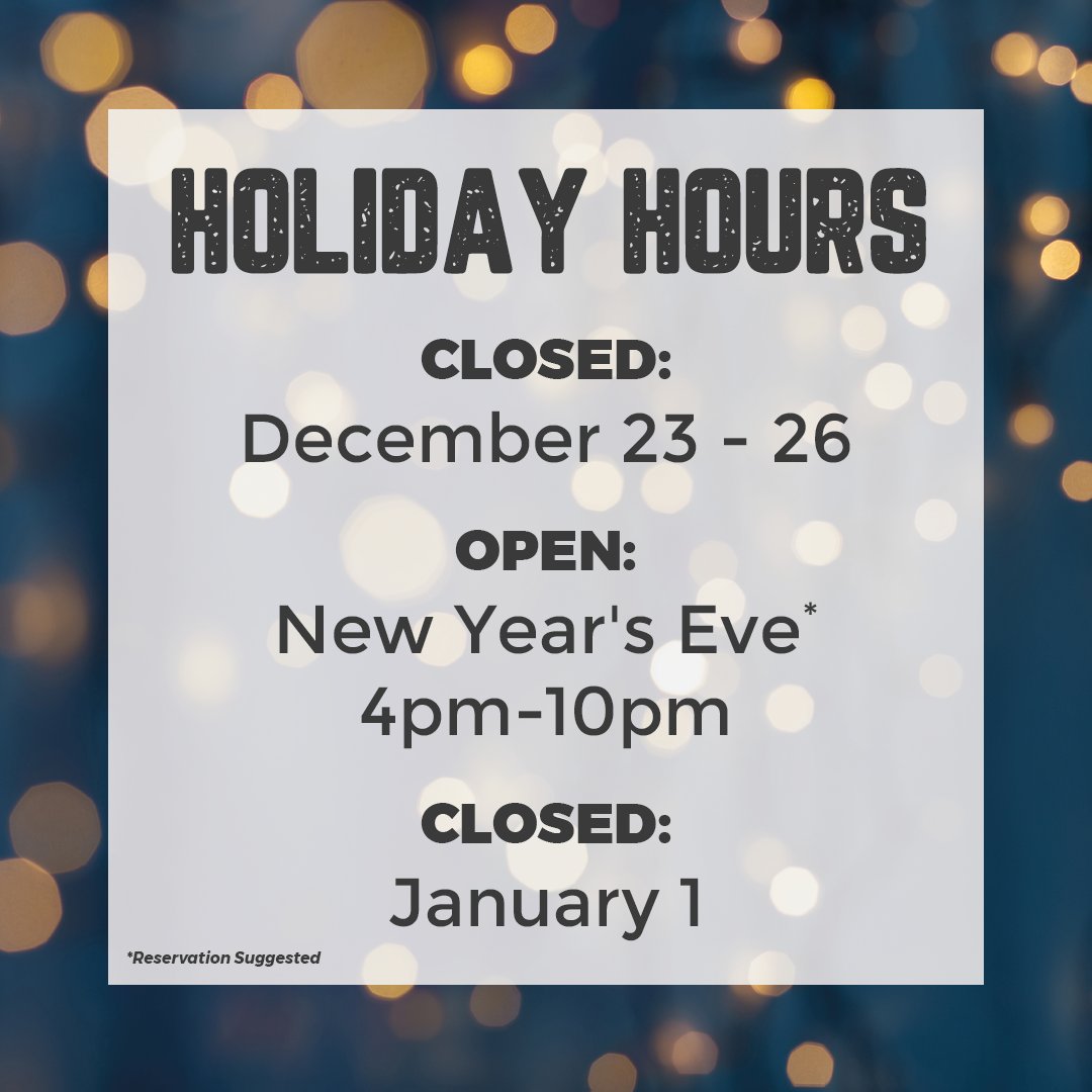 We thought now was a good time to remind you of our holiday hours. Otherwise, please join us Thursday-Sunday for dine-in, curbside pickup or delivery. Go to exploretock.com/rockfishpublic… for reservations, delivery or pickup.