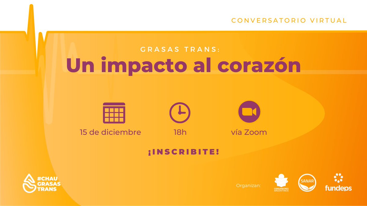 Si sos profesional de la salud no podés perderte este webinar 👉“Grasas Trans: Un impacto al corazón”. 
Para participar inscribite usando el siguiente link: 🔗 bit.ly/Conversatorio-…