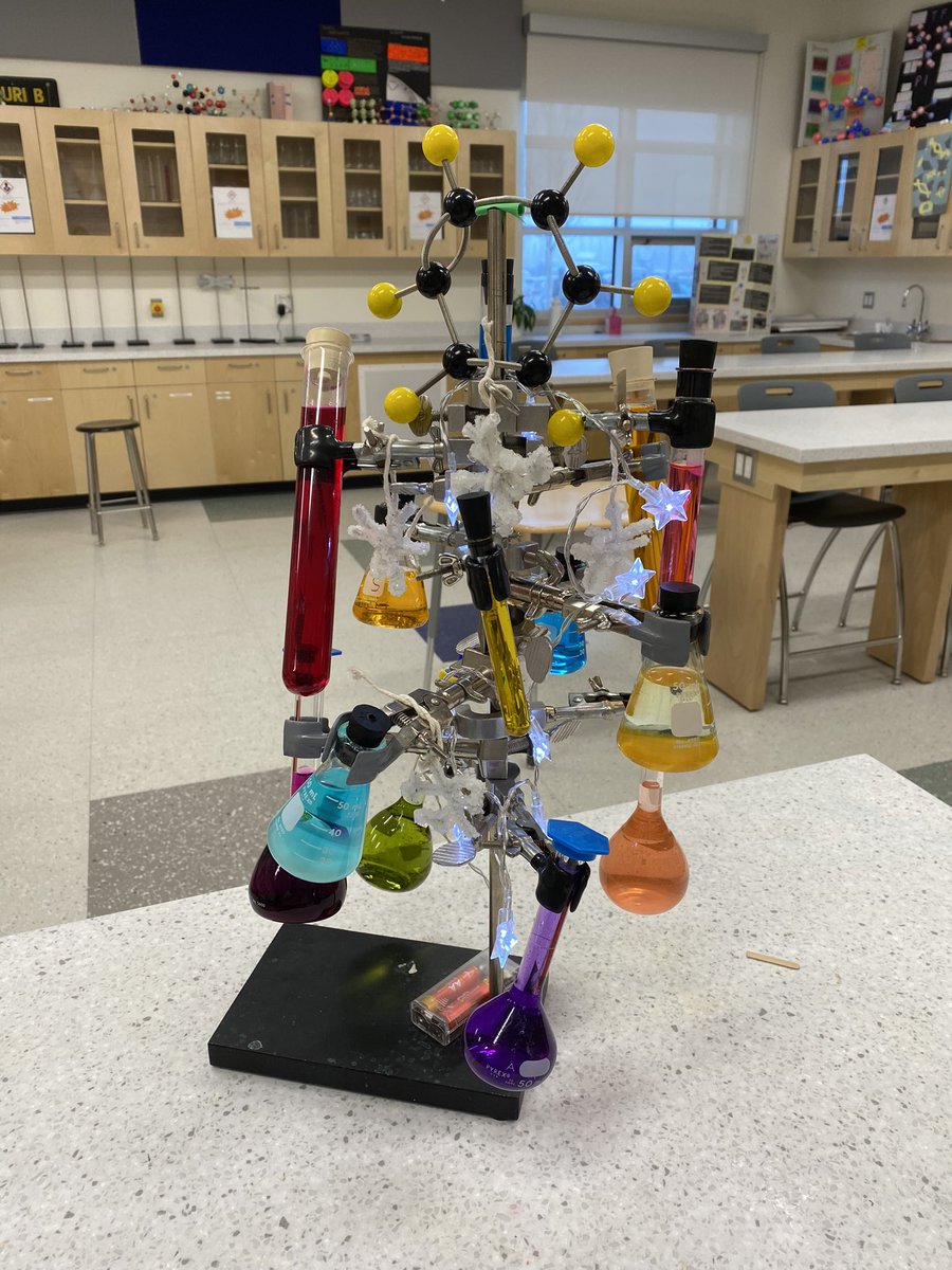 The chemistry department got festive with a “Chemistree” this season. Complete with snowflake crystals made by chemistry 20 class. <a href="/EICSCatholic/">Elk Island Catholic Schools</a> <a href="/SABCatholic/">St. André Bessette</a>