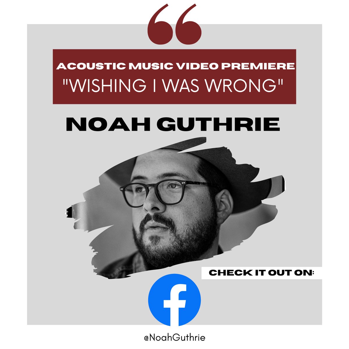Aristo PR (@aristopr) on Twitter photo <a href="/only1noah/">Noah Guthrie</a>'s new acoustic music video for his single “Wishing I Was Wrong” premiered today via Facebook Watch. Click here to watch! bit.ly/3ERNryY <a href="/only1noah/">Noah Guthrie</a>'s new acoustic music video for his single “Wishing I Was Wrong” premiered today via Facebook Watch. Click here to watch! bit.ly/3ERNryY