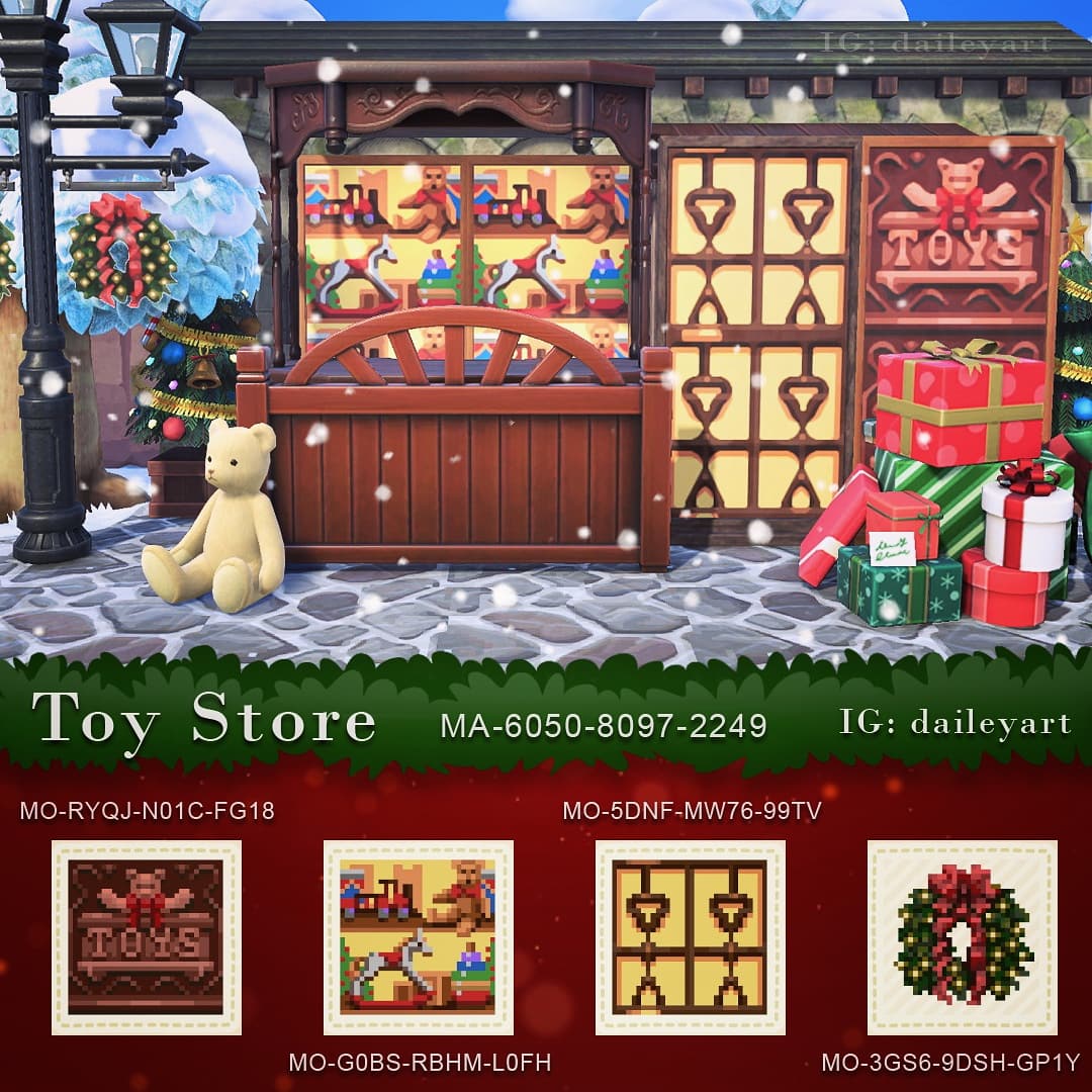 Made a Toy Store for my #ACNH island 🧸🎄🎁! Here are the codes to make your own 💖 Happy Holidays!