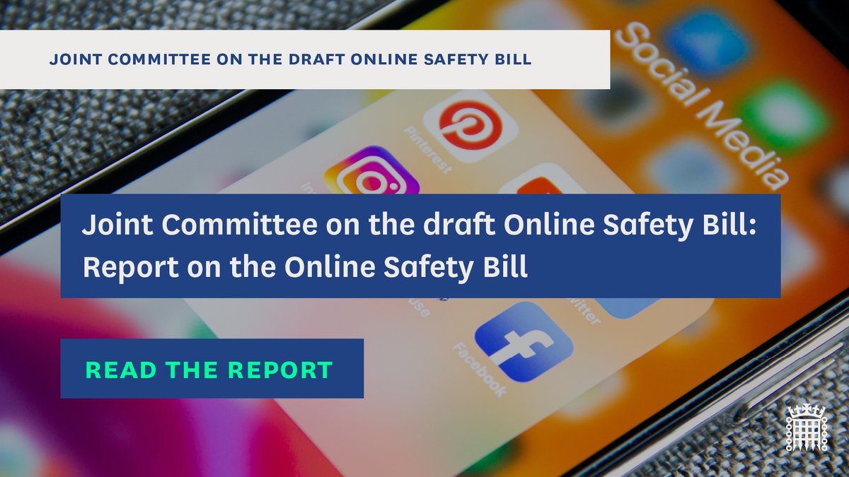 🆕 Our report on the #OnlineSafetyBill is out 📘

5 months. 50 witnesses. 200 submissions. 190 pages.

👉 Read our full cross-party, cross-Chamber report publications.parliament.uk/pa/jt5802/jtse…

👉 Read a summary of our unanimous recommendations ukparliament.shorthandstories.com/draft-online-s…