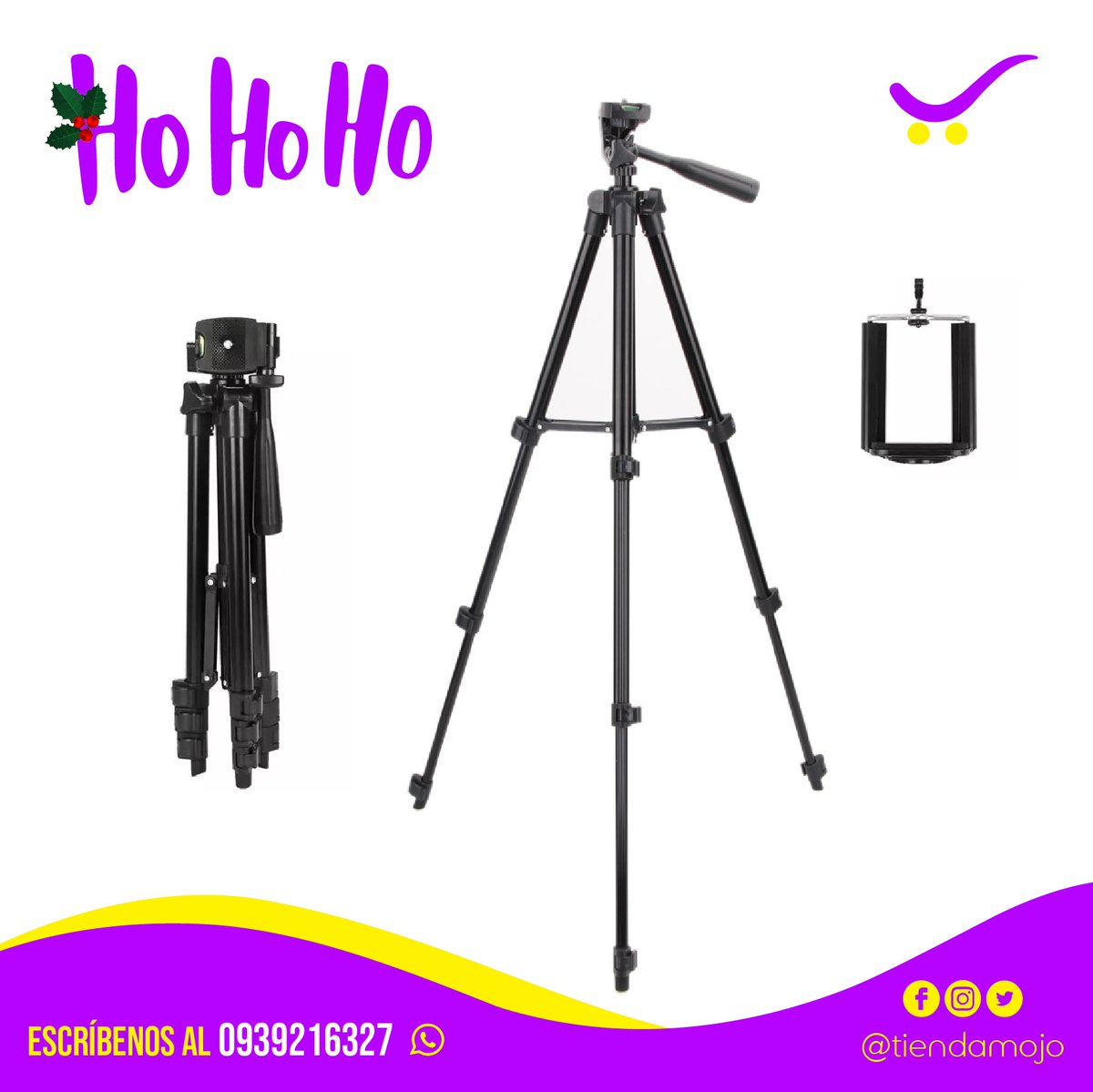 Un buena opción que saca de apuros: trípode de aleación de aluminio, liviano y fácil de transportar. 🎁🎄
Altura mínima: 35 cm
Altura máxima: 120 cm
🟣 PRECIO OFERTA $15 (Hasta agotar stock)
🟡 PRECIO NORMAL $20
· Ideal para celular, cámaras réflex DSLR, compactas y de vídeo.🙌