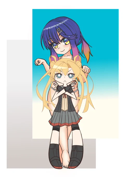 去年に描いたMB対馬ちゃん(怖いから阿武隈お姉ちゃんでガード) 