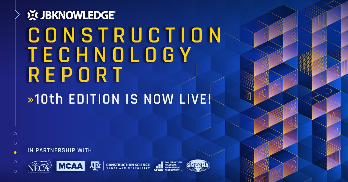 JamesMBenham's tweet image. For the past ten years, my team at #JBKnowledge has worked hard surveying thousands of construction pros to learn about the technology impacting the construction industry. The 10th edition of the #ConTechReport is available for download, get your copy at contechreport.com