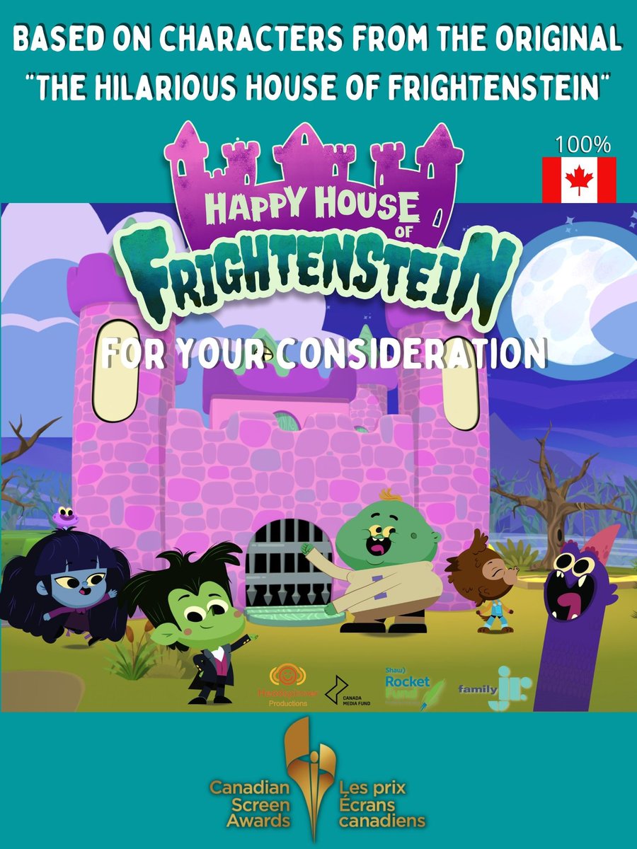 The Canadian Screen Awards voting starts soon! Please consider us!! The Happy house of Frightenstein! #csaawards #frightenstein