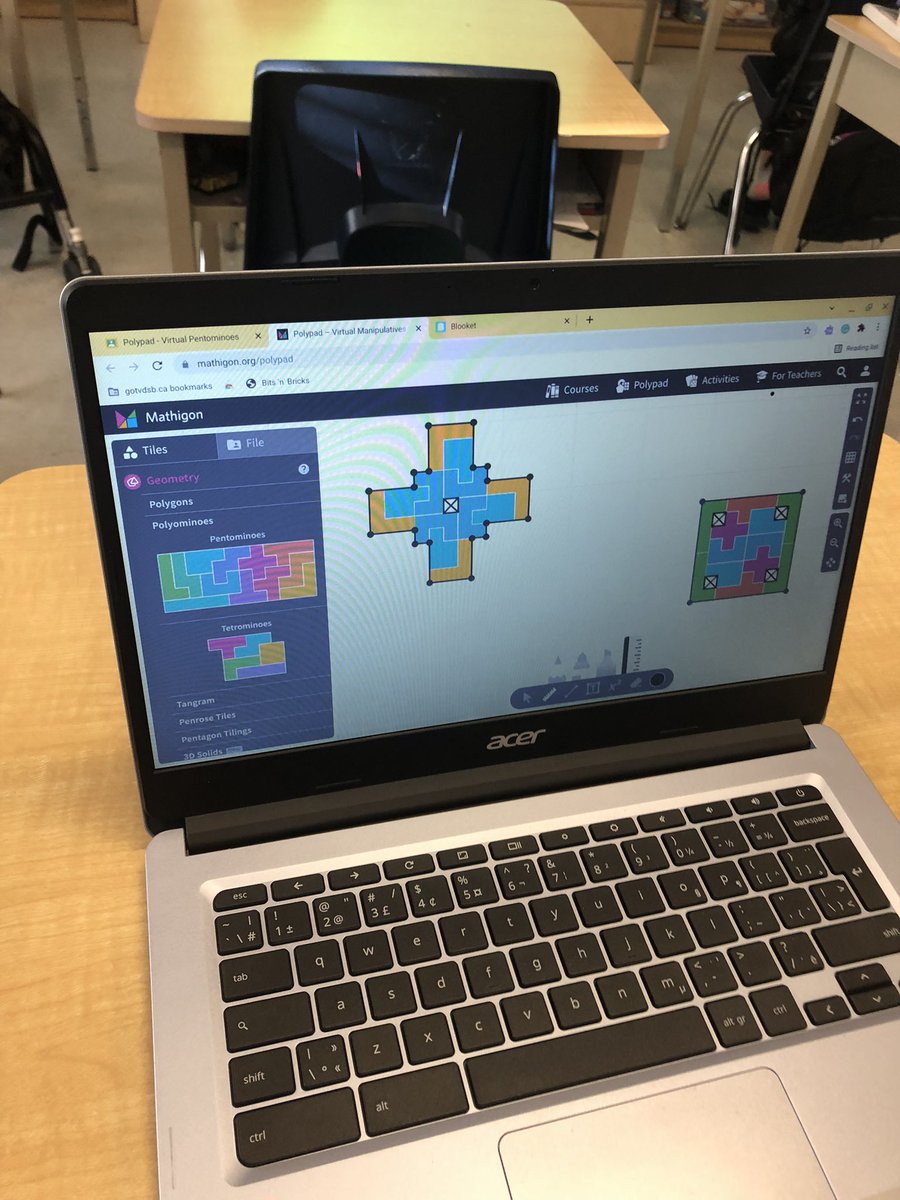 Math is fun @tvdsbmathk8 @ParkviewPS_K ! Playing with pentominoes today for #tweetmath . I was amazed by how many Ss looked for patterns and symmetry #tvdsbtweetmathk8