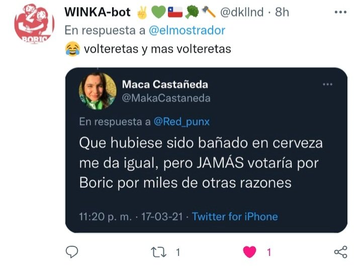 sandralorna1's tweet photo. @camila_vallejo Oye cami, se les olvidó borrarle un twit a la maca, pero igual por ahi anda circulando, yo me pregunto, que serán las otras mil razones??? 🤔🤔 y es de este año https://t.co/8uwWFoXNbC