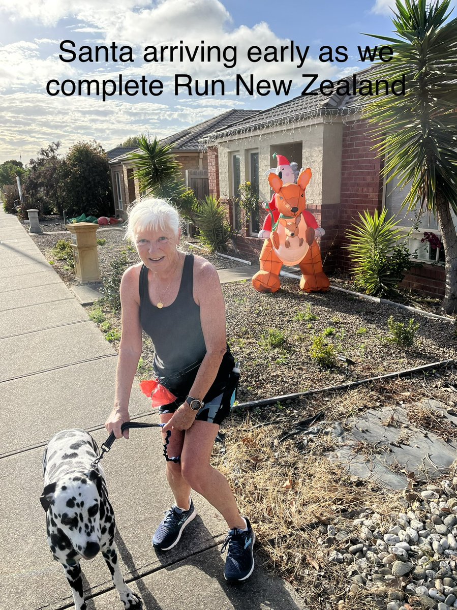 JudithClarke54's tweet photo. Yeh! My virtual run New Zealand 4,710k is done. Started in Sept last year during lockdown & finished with Tyra this morning which was only fitting as she has run the majority with me through our lockdowns. #loverunningwithmydog #RunningtheWorld #LRC #thisgirlcanVic https://t.co/YdxhNuLcbw