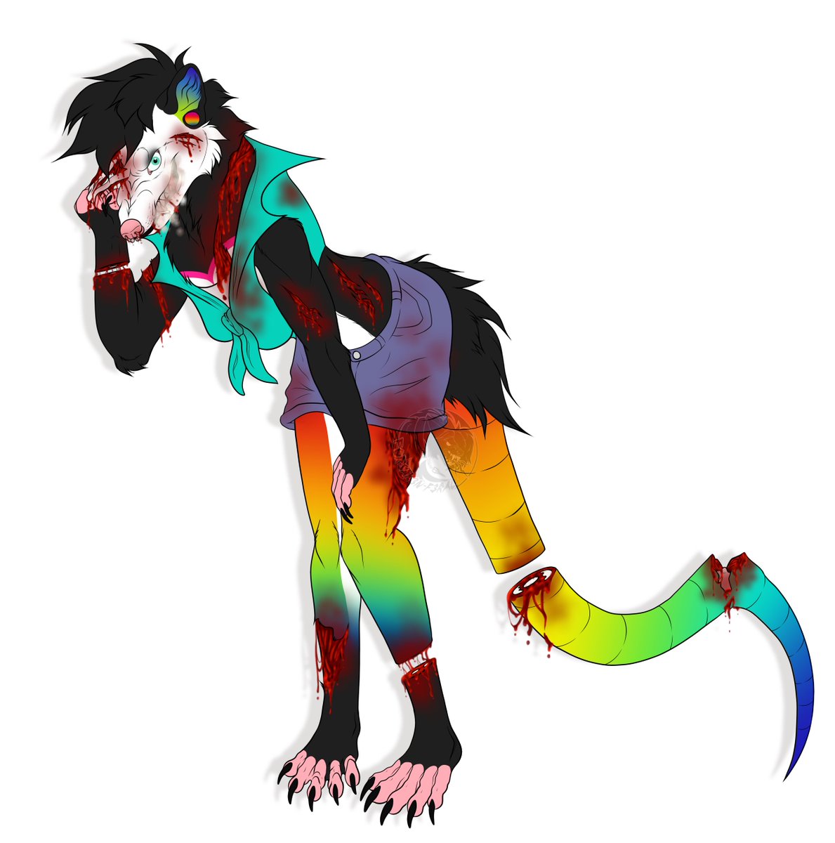 Woo! Another Commission finished!~
First time drawing an Opossum! This character was so much fun to draw, and I had a lot of fun with the gore ^^
This is for <a href="/ChampagneMeff/">CrisstalMeff</a>
Thank you so much for commissioning me! <3