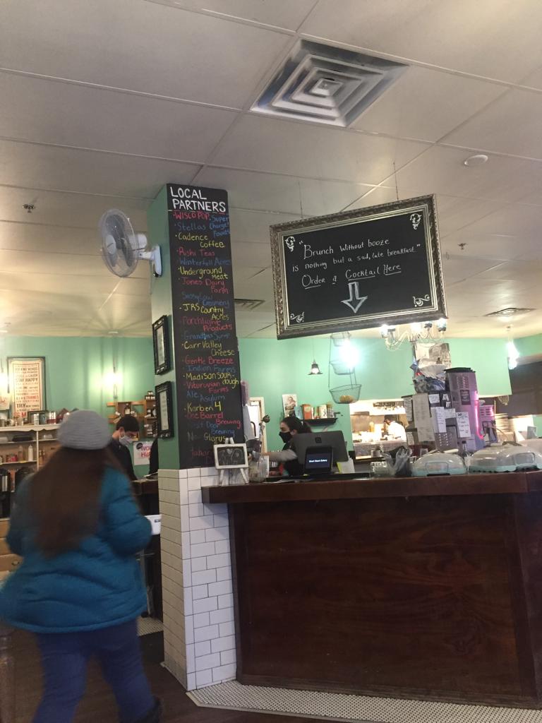 paianup's tweet photo. Popular restaurant #Shortstack in #Madison #wisconsinstrong displaying a board with all their local suppliers. #Networkeconomy is here. #vocal4local https://t.co/9FnVOg0ZjE