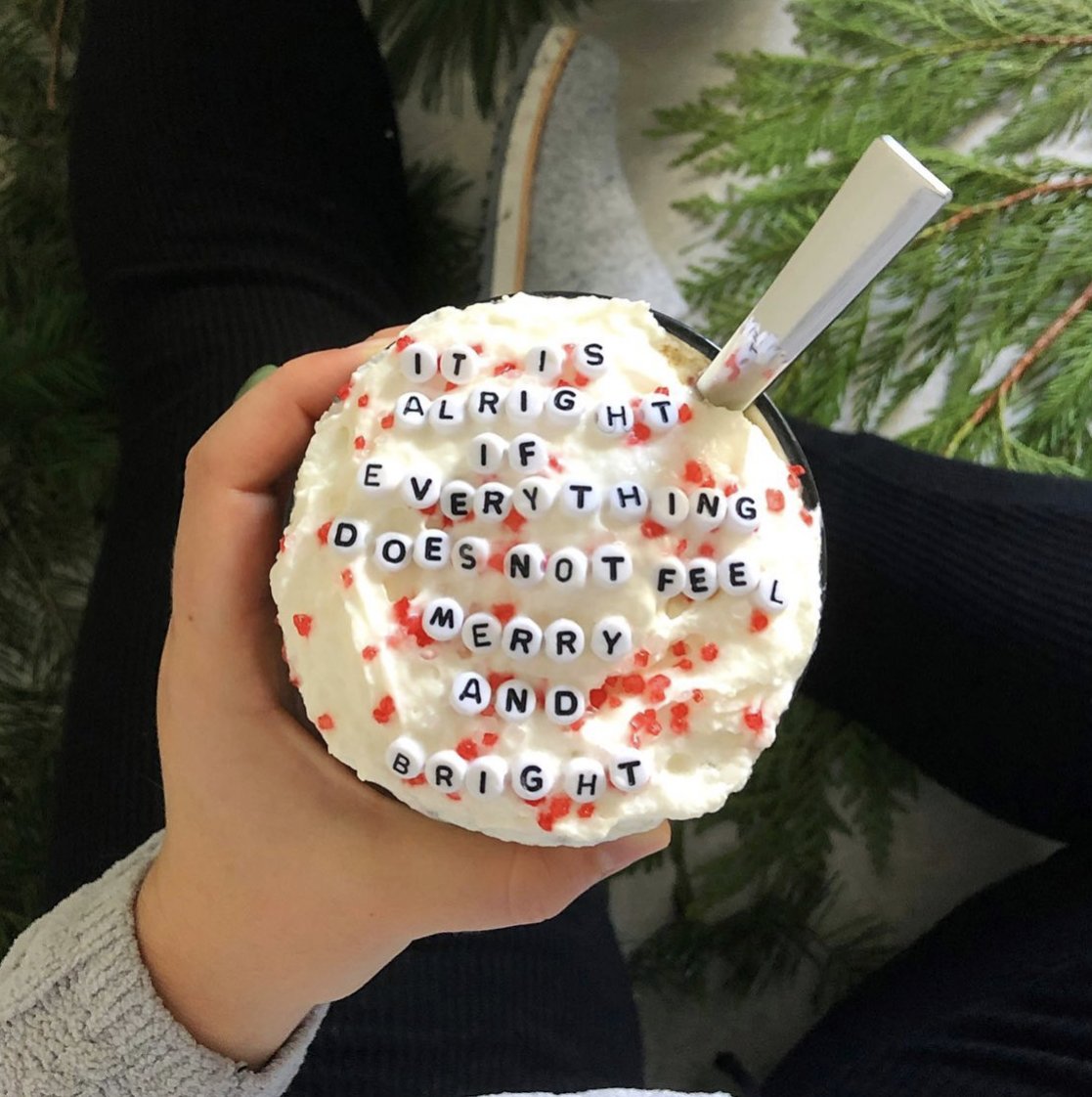 This time of year isn't always "merry and bright" for everyone. If you or someone you know is dealing with some tough thoughts or emotions this #holidayseason, reach out. We're here for you, 24/7/365, at 1-800-273-TALK (8255) 💚

📸: @ sophia.joan.short on Instagram.