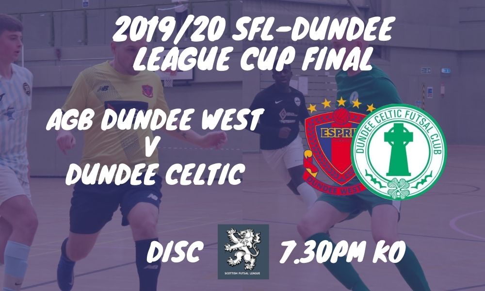 🏆 2019/20 LEAGUE CUP FINAL 🏆

Better late than never! This week we play our delayed cup final from 2019/20.

Please come along and cheer on the teams!

AGB <a href="/west_futsal/">Dundee West Futsal</a> v <a href="/CelticFutsal/">Dundee Celtic Futsal</a>

Thursday, December 16

7.30pm Kick Off

DISC

Entry: Free