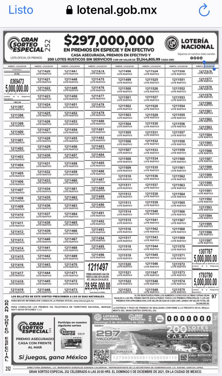 Sr Presidente ⁦<a href="/lopezobrador_/">Andrés Manuel</a>⁩ 
⁦<a href="/SEGOB_mx/">Gobernación</a>⁩ 
⁦<a href="/lotenal/">Lotería Nacional</a>⁩ 
.
¿Nos podrían explicar porque 200 boletos consecutivos ganaron premios?
.
Es imposible que 200 boletos de la lotería salgan de forma consecutiva con premio 🤔
.
Dic 5, 2021